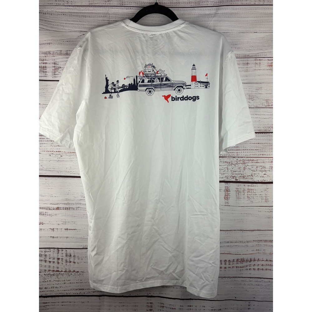 Birddogs Mens XL White T-Shirt Road Trip Coastal Lighthouse Cotton Blend READ